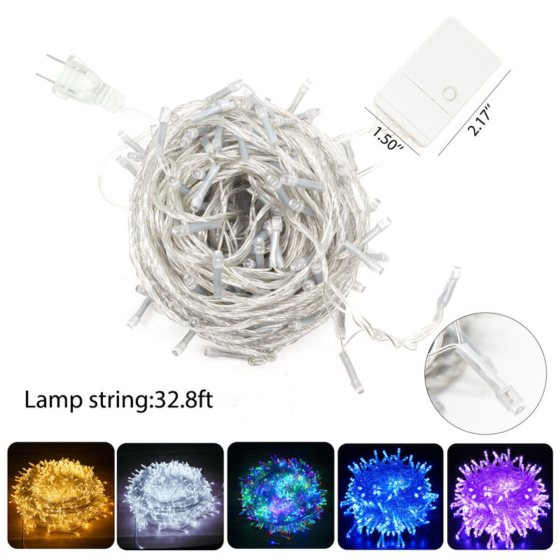 Kidman 394'' LED 100 - Bulb Pulg in String Light Halloween Decorations Lights, White Warm