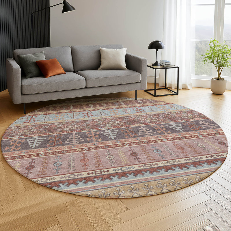 Tapis de qualité supérieure lavable à la machine Mayfield AMF2160, Paprika, Rond 8 pi