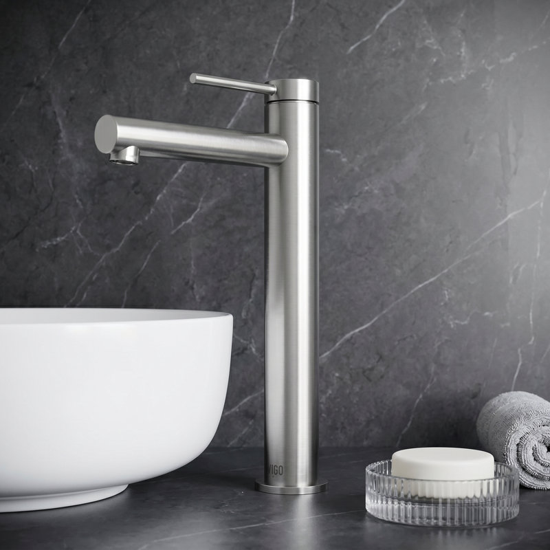Jewel 11 in. Vessel Bathroom Sink Faucet, Brushed Nickel