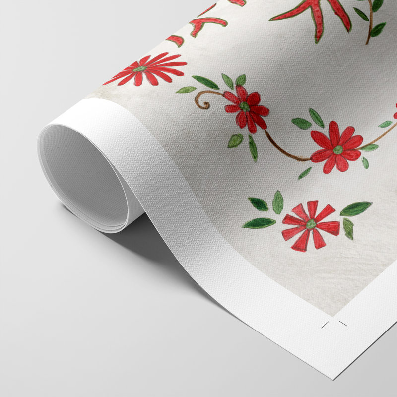Christmas Folk Reindeer - Impression sur toile seulement - NON CADRE