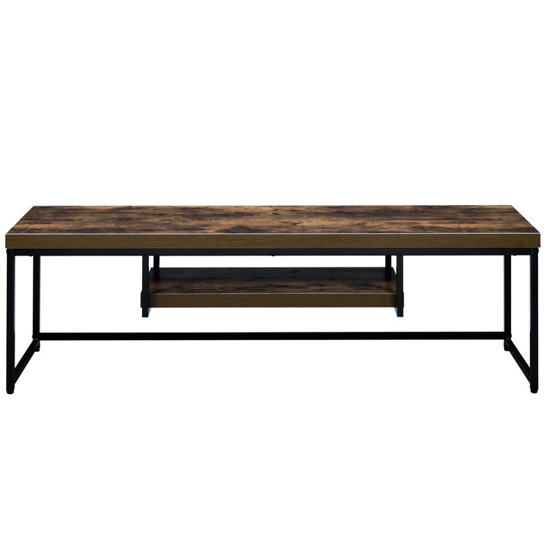 Industrial-Style Tv Stand With Weathered Finish, Oak And Black, 60-Inch Fit In Rustic Black