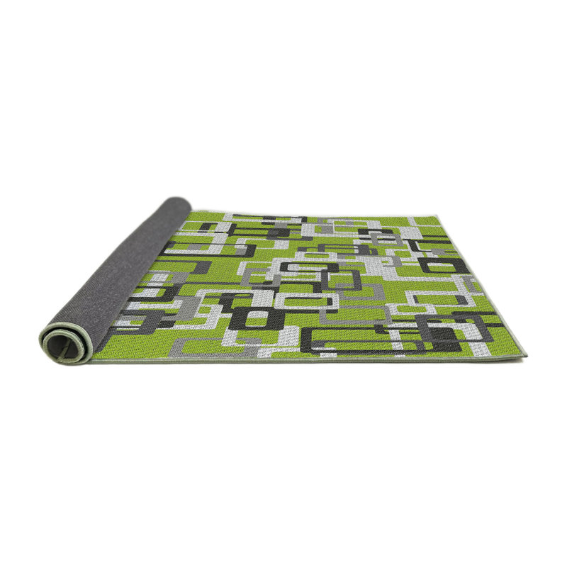 Tapis à motif géométrique vert, Carré 7 pi