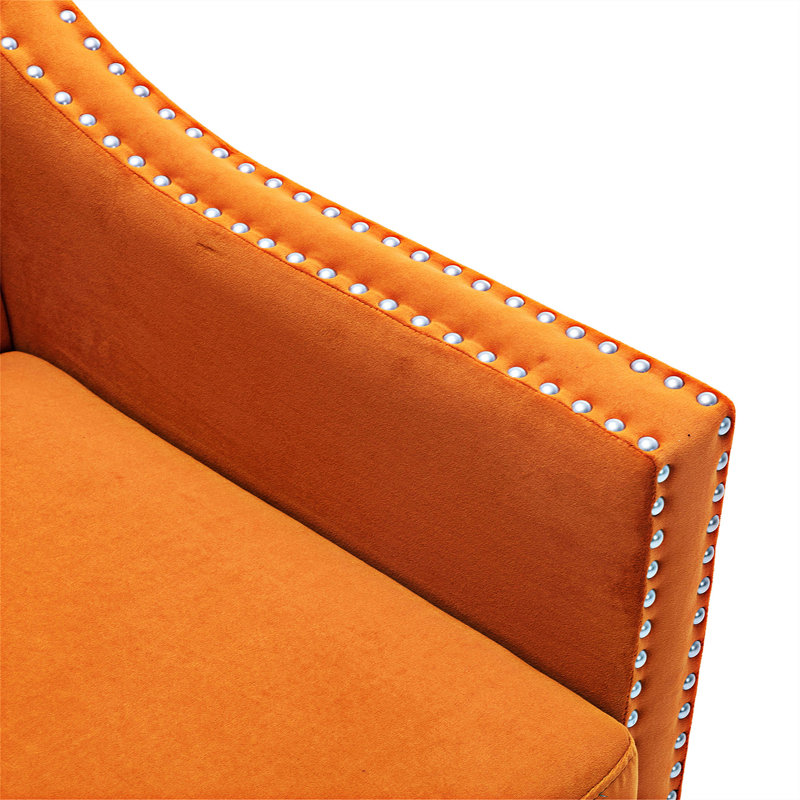 Fauteuil capitonné de 26,7 po de largeur Curtis, Velours orange, Velours orange