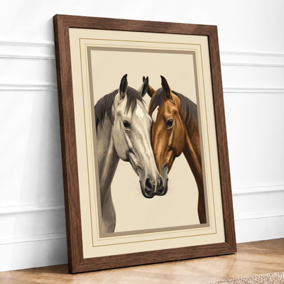Twin Equine Portraits Vintage - Framed Print