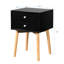 2 tables de salon de style Mid-Century avec pieds en bois d'hévéa, armoire de rangement noire, 2 tiroirs et-131211014