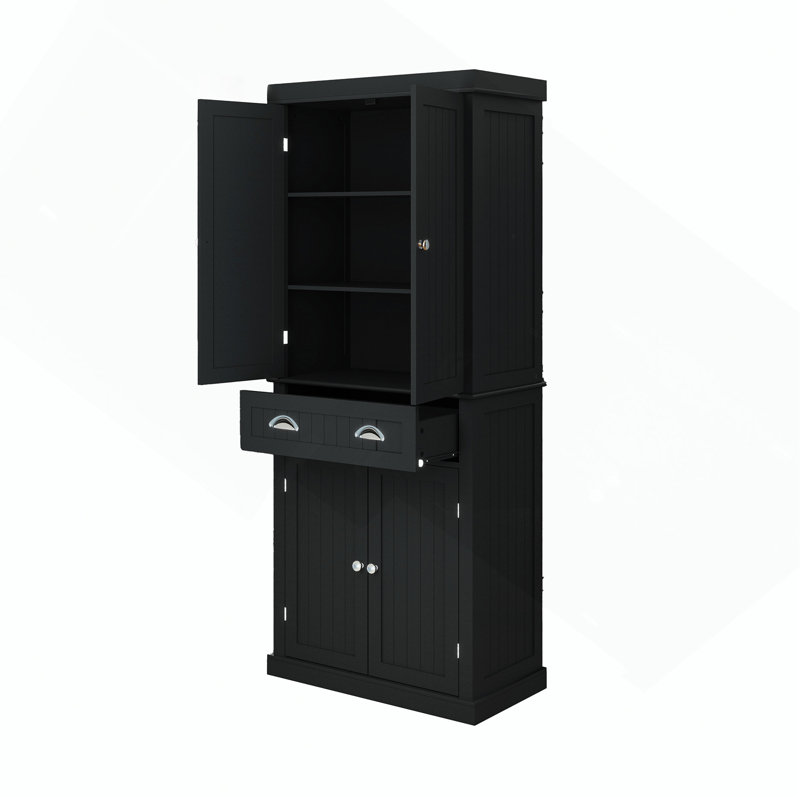Cabinet 71" Kitchen Pantry Storage, With 4 Doors, Drawer, 2 Adjustable Shelves, Freestanding Cupboard For Dining Room Living Room, Laundry