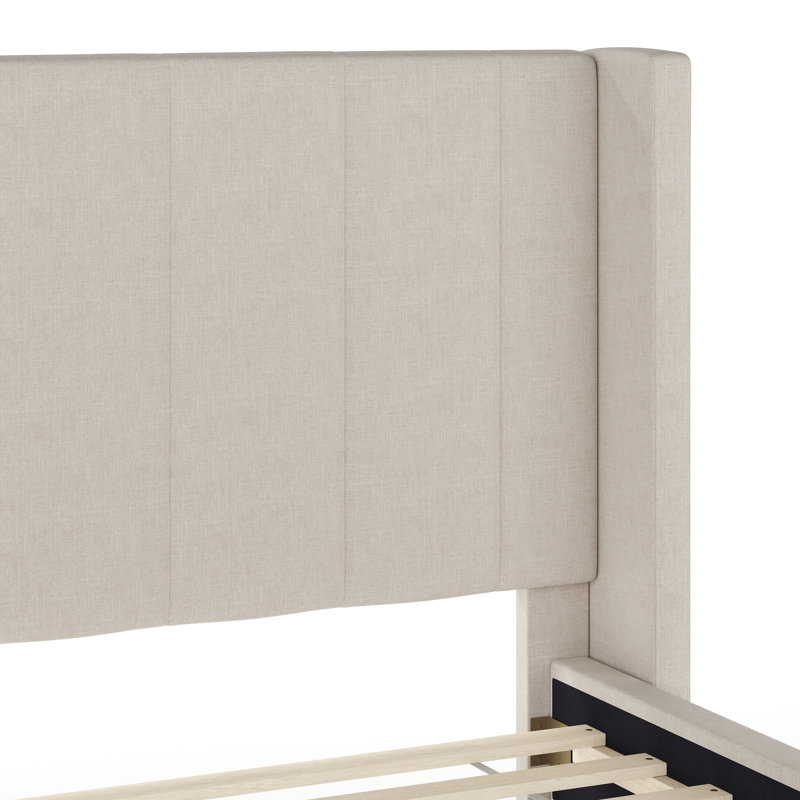 Lit plateforme tapissier Martha Stewart Kay, Grand, Beige