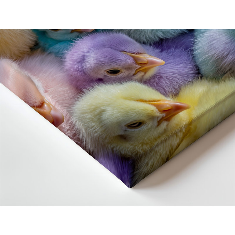 Toile, grappe vibrante de poussins moelleux dans un ensemble enchanteur d'art de couleurs pastel, H 20 po x l 20 po