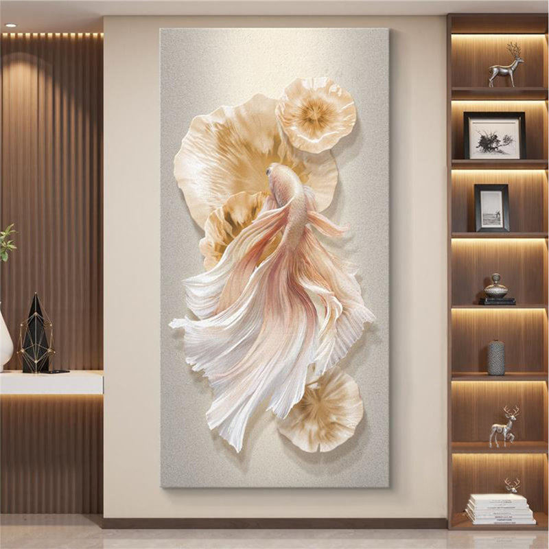 Peinture luxueuse sans cadre, H 47,24 po x l 23,62 po x P 1,97 po, Blanc / rose / brun