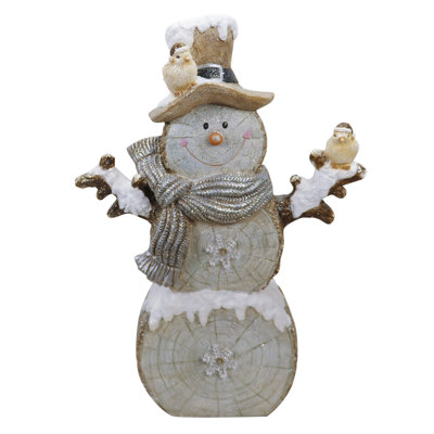 Statue musicale de bonhomme de neige à gravure sur bois 34 po Ophelia & Co. Corporation E7B105089D32458B9A66A33785BAC2EA
