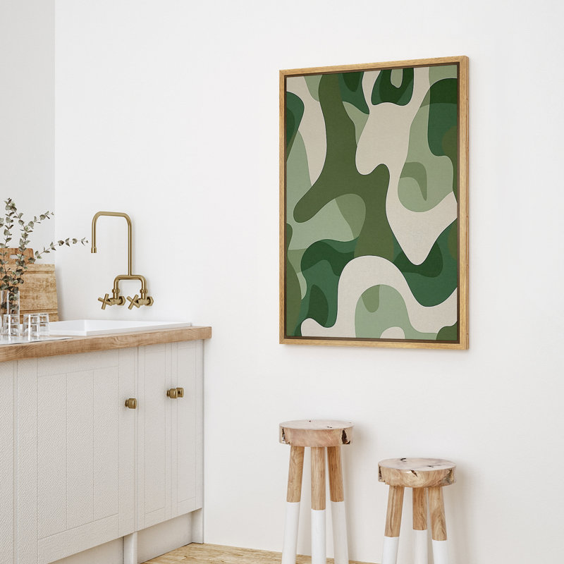 Abstrait, impression sur toile encadrée de chambre à coucher encadrée vert clair et vert foncé, Naturel, H 24 po x l 16 po