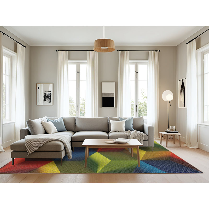 Geometric Indoor Rug, Rectangle 8' x 12'