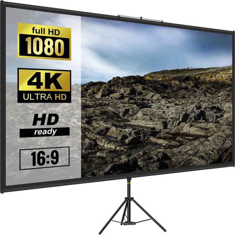 Écran de projecteur blanc à trépied portable, H 39 po x l 70 po