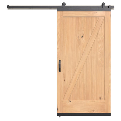 Karona Z Design White Oak Wood Sliding Barn Door with Hardware Kit