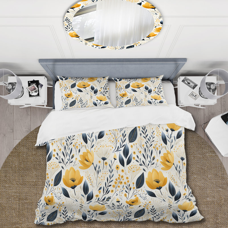 Ensemble de housse de couette Yellow Bohemian Bliss, Housse de couette pour très grand lit et 2 très