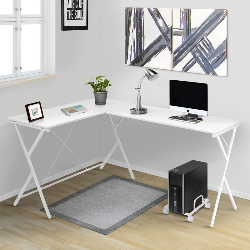 Bureau d'ordinateur en L Photiades, Blanc, H 28 po x l 62 po x P 47 po