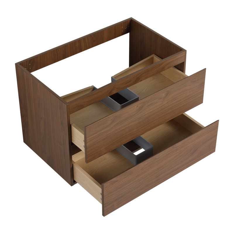 Meuble-lavabo en chêne brun 30 po - avec un design contemporain et un grand espace de rangement avec 2 tiroirs, Chêne brun