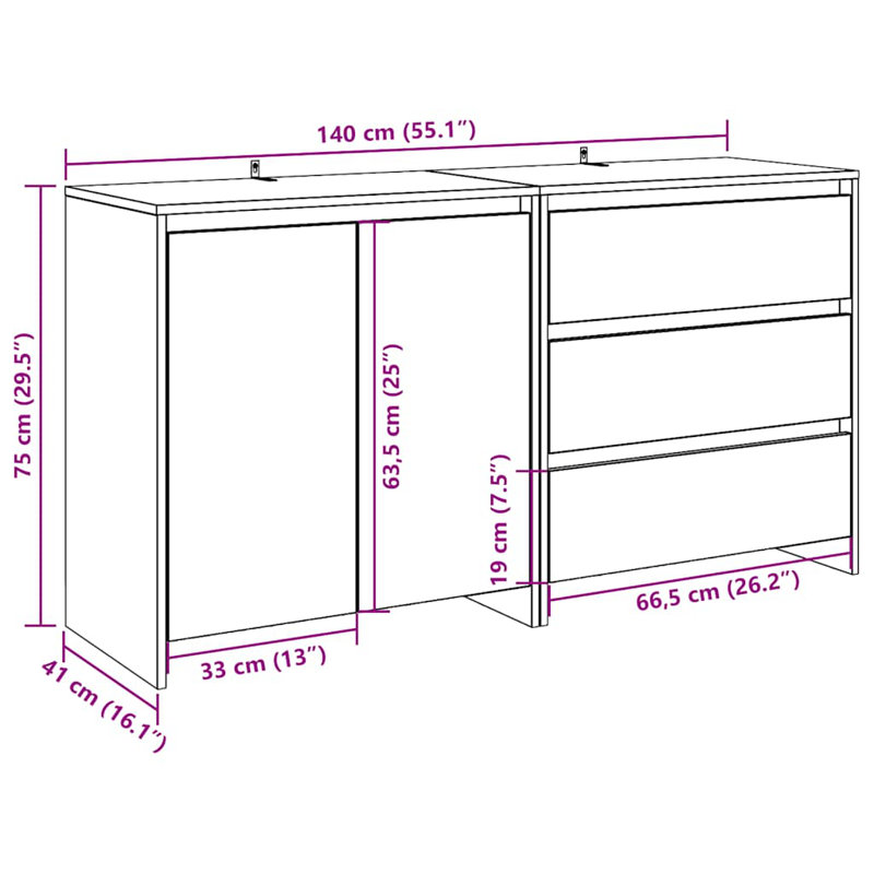 Gardina 70cm Sideboard, Old Wood