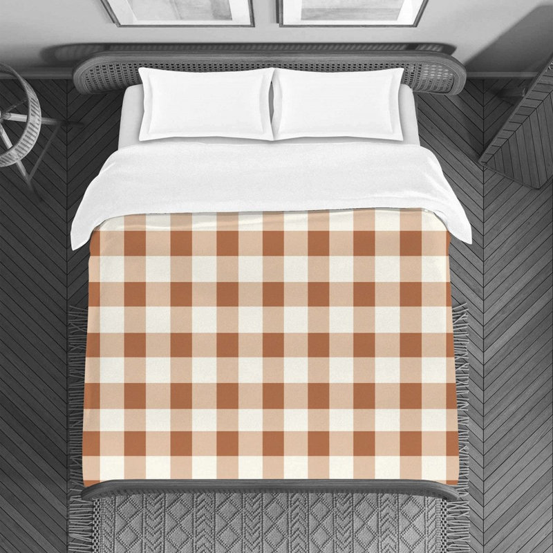 Housse de couette , Housse de couette pour lit simple, Brun / blanc