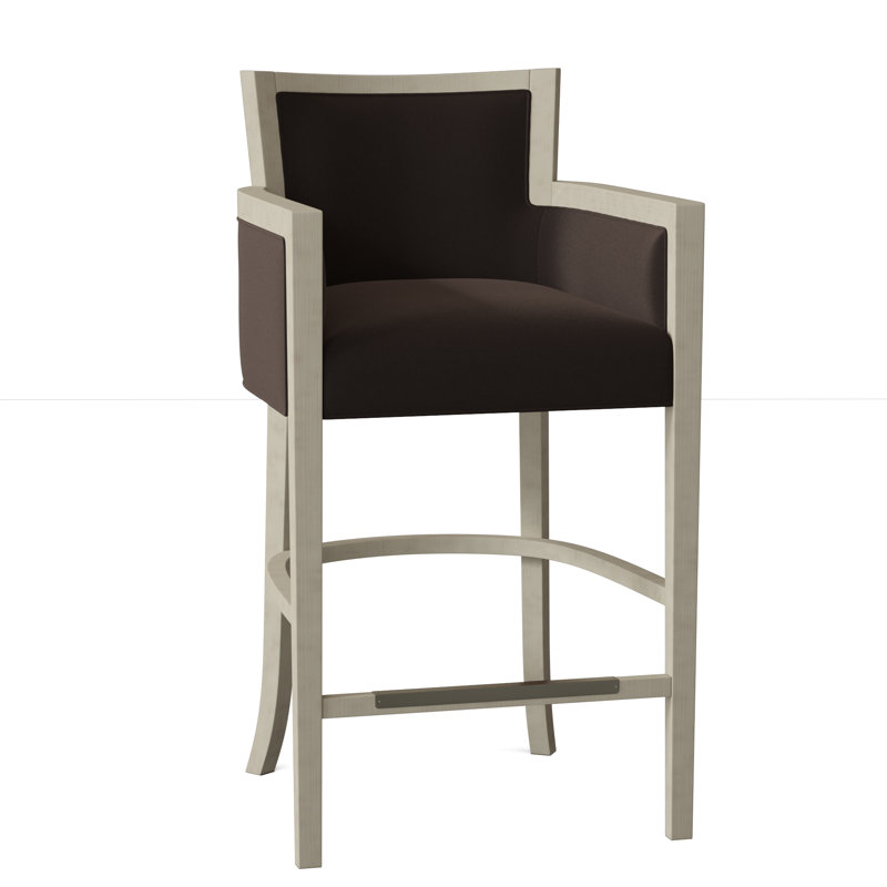 Albany Upholstered Stool with Solid Wood Frame, 9953 Mink 100% Polyester, Tobacco, Counter Stool (26" Seat Height)