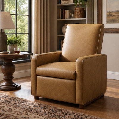 Fauteuil inclinable manuel moderne, fauteuil rembourré en polyuréthane avec dossier réglable à 160 °, accoudoirs rembourrés et pieds en bois d'hévéa noyer pour le salon, la chambre à coucher et le cinéma maison