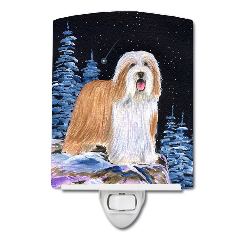 Starry Bearded Collie Ceramic Night Light