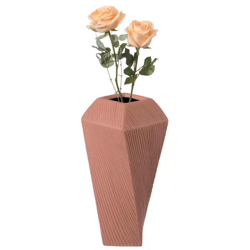 Jakkele Ceramic Table Vase, Pink, 10" H x 4.5" W x 2.5" D