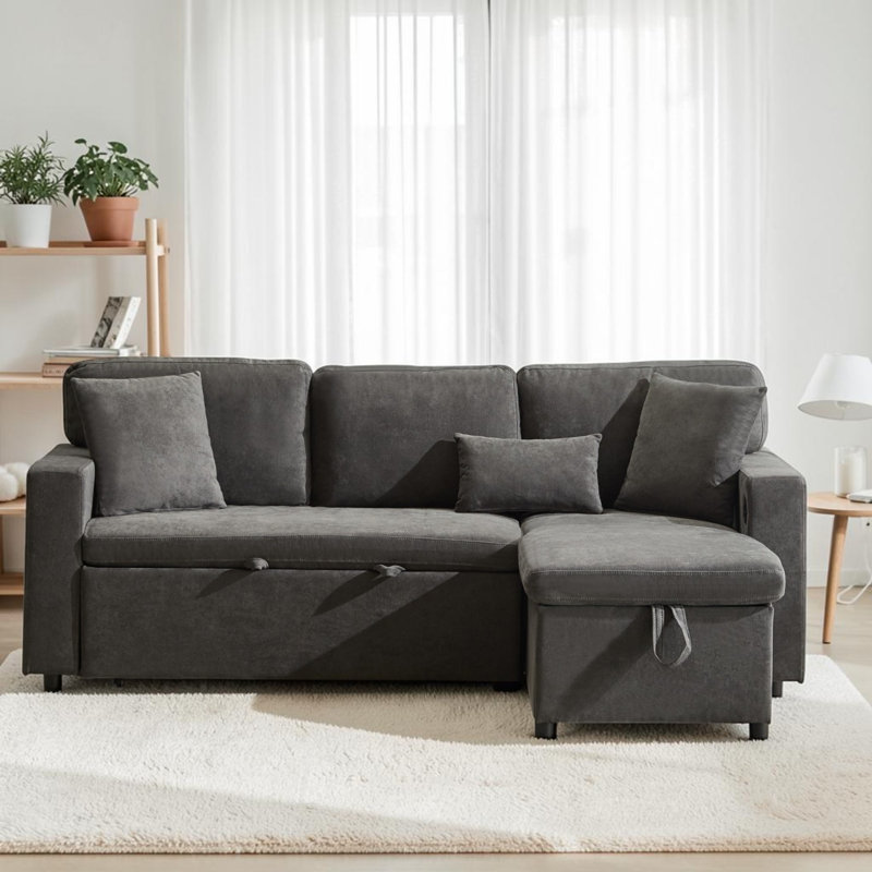 3 Seater Sectional, Gray Fabric