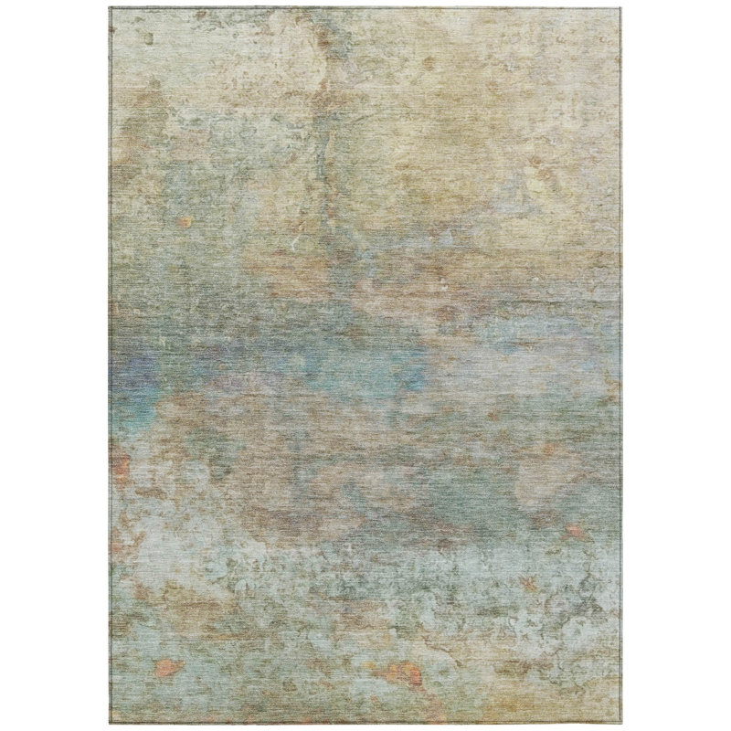 Tapis extérieur lavable abstrait bleu ciel et beige 9 pi x 12 pi blé