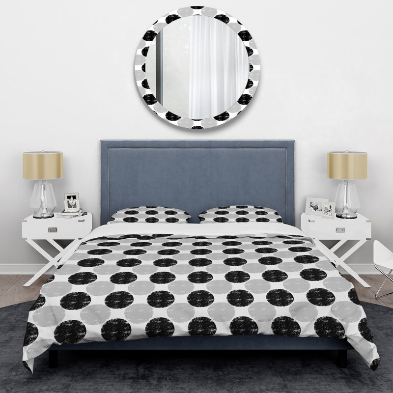 Ensemble de housse de couette en microfibre blanc / noir / gris 3 pièces