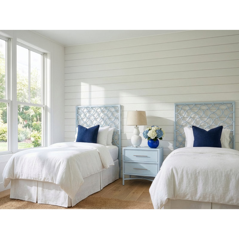 Ensemble de tête de lit simple et de table de chevet Mar - bleu clair, Bleu clair, 3 Pcs: 2 Headboards, Nightstand, Twin