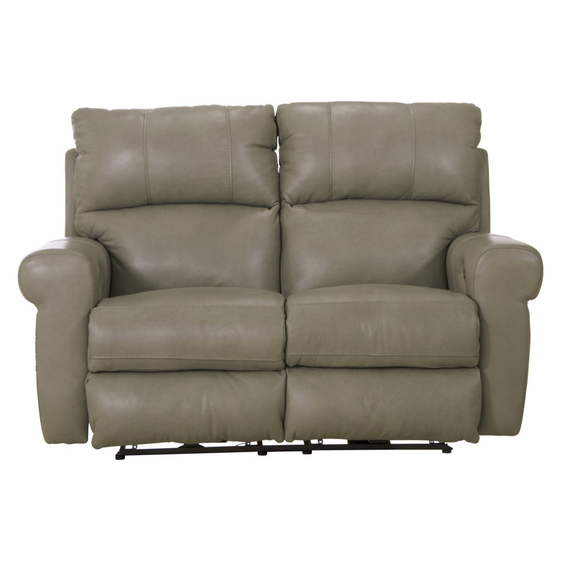 Nicey 76" Italian Leather Power Reclining Loveseat, Similicuir beige