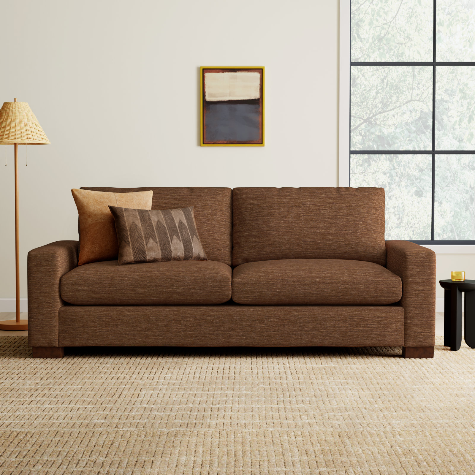 Jonie 91'' Upholstered Sofa, Nave Bark Performance Distressed Velvet
