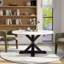 Table de salle à manger ronde Yanis Modern Elegance de 54 po, base en bois d'acacia massif