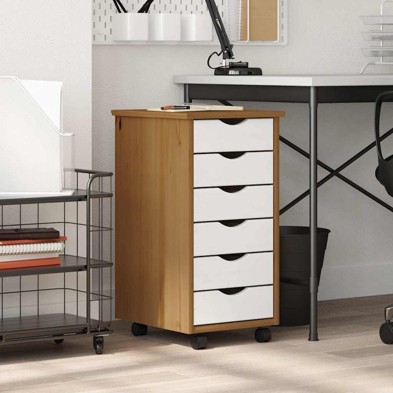 Miljana 34cm W 6 - Drawer Chest of Drawers, White/Honey Brown
