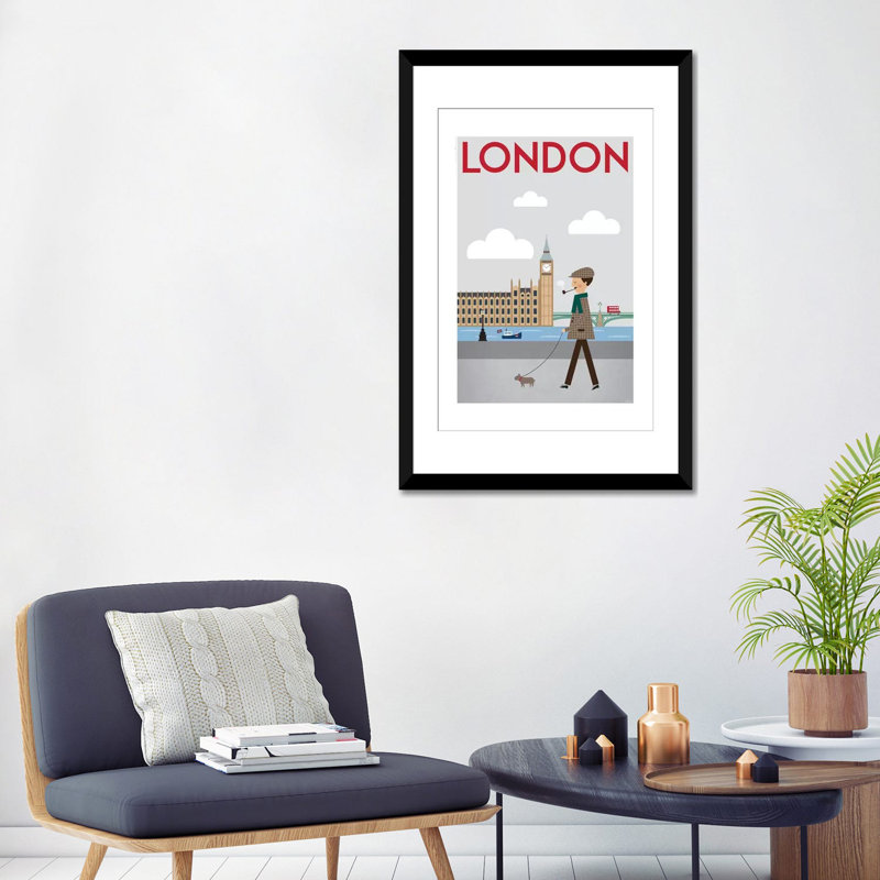«London», impression sur toile tendue, Papier d'art encadré noir, H 32 po x l 24 po x P 1 po