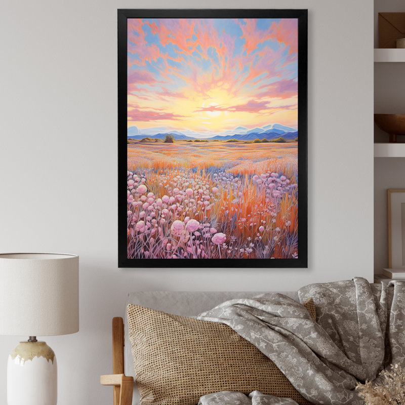 Décoration murale Kawaii Paries Landscape at Sunset II - Prairies, Cadre photo noir, H 32 po x l 24 po x P 1 po