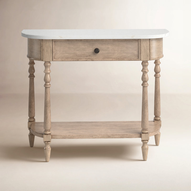Aberdale 40'' Console Table with Marble Top, Sandalwood Beige