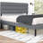 Oneita Metal Platform Bed Frame With Linen Upholstered Headboard-611230086