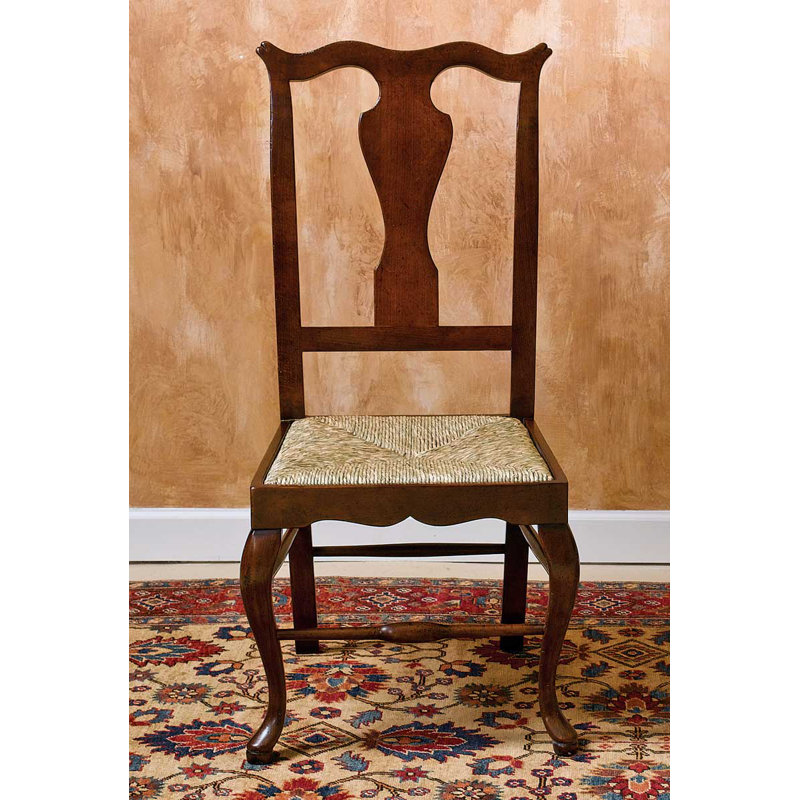 Rush Seat Side Dining Chair in Brown/Beige