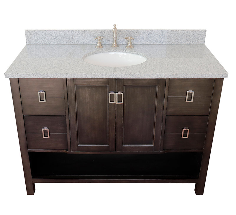 Wilhoit 49'' Single Bathroom Vanity with Top, Silvery Brown/Gray Granite