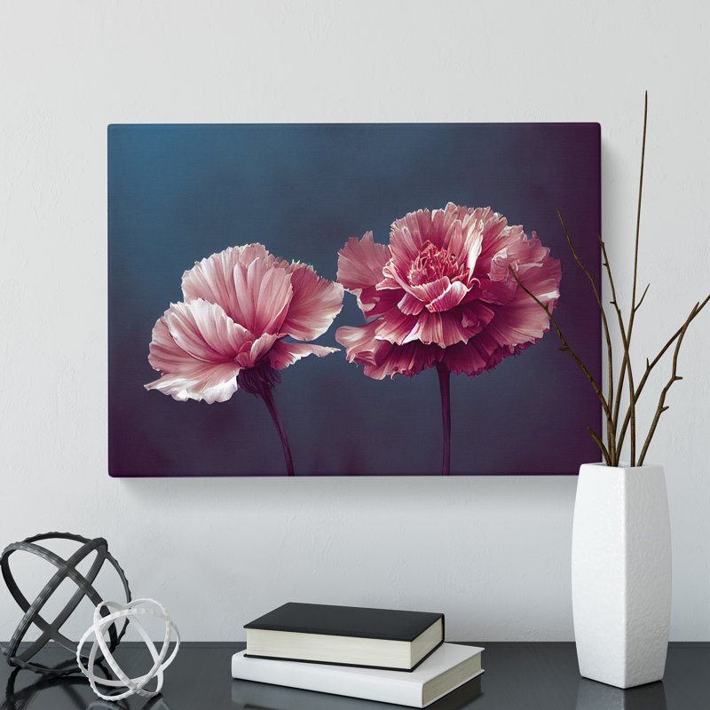Dramatic Carnation Flowers - Wrapped Canvas, 35cm H x 50cm W x 3cm D