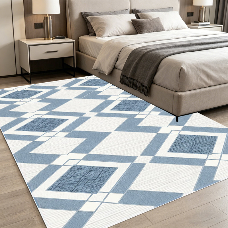 Light luxury diamond-shaped geometric carpet, soft and easy to clean, suitable for living room, bedroom, dining room, study room, and other multi-scene indoor decoration carpets