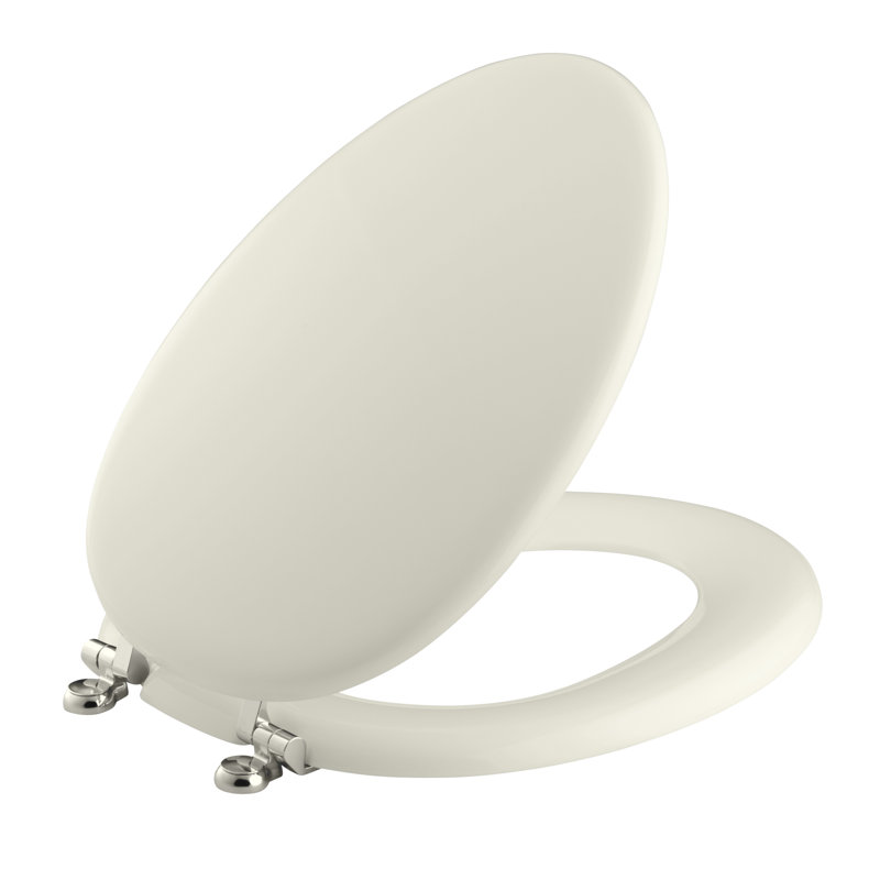 Kathryn Elongated Toilet Seat, Biscuit, Vibrant® Polished Nickel