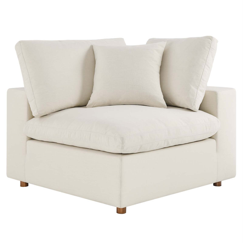 Light Beige Linen 7-Piece Sectional Sofa with Ottoman
