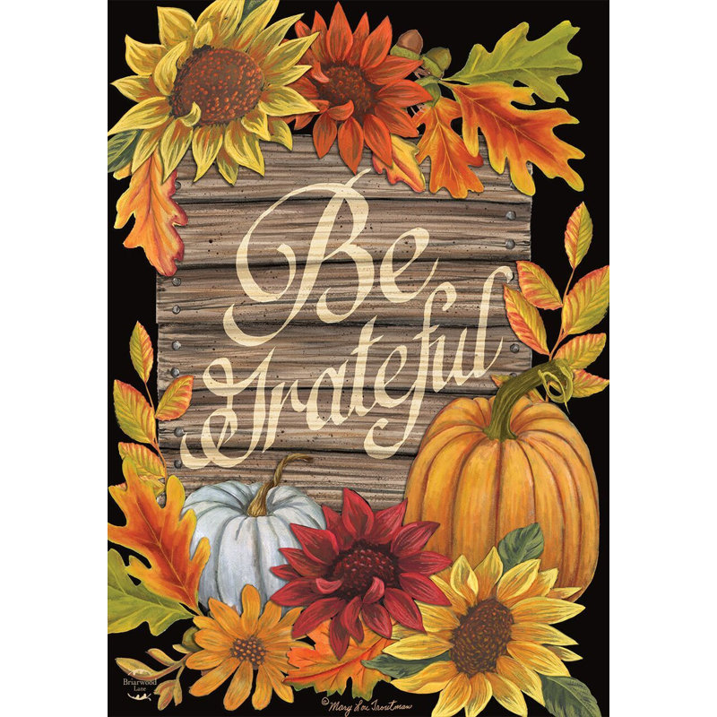 Be Be Grateful Fall Garden Flag, Jaune/rouge/brun
