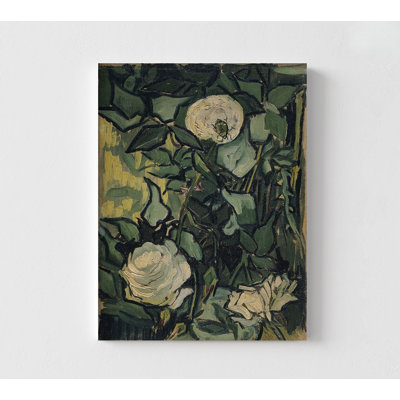 Roses By Vincent Van Gogh, White Flower Decor, Soft Rose Print, Floral Wall Art, Van Gogh Famous Prints,Green Nature Art Print,Rose Wall Art