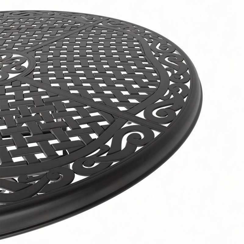 Table de salle à manger 48 "en fonte d'aluminium avec cadre et trou pour parasol