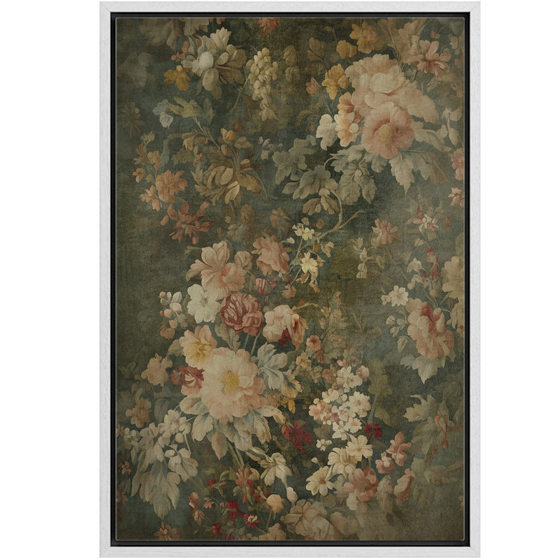 Impression sur toile Moody Green Vintage Vaiety, H 36 po x l 24 po, Blanc