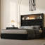Lit plateforme luxueux en velours avec rangement et port USB, design moderne pour la maison